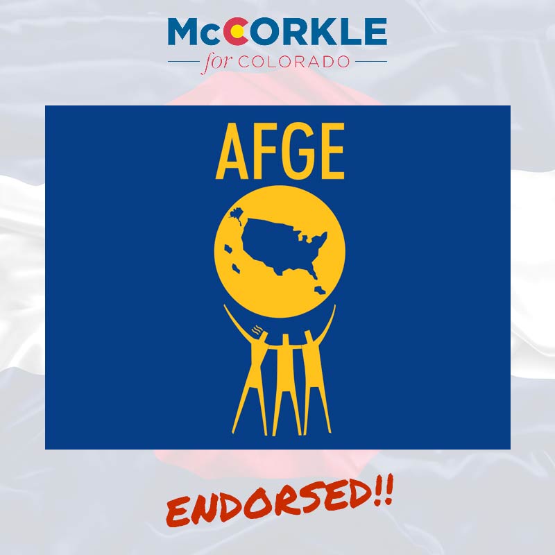 American Federation of Government Employees endorsement to Ike McCorkle