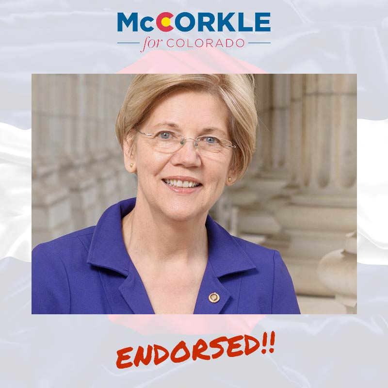 Elizabeth Warren endorsement to Ike McCorkle
