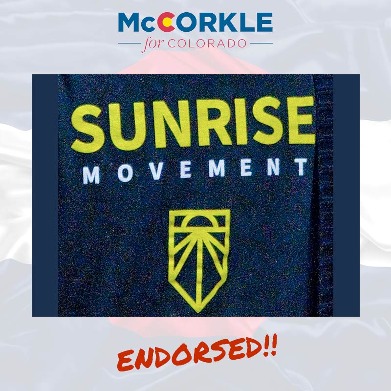 Sunrise Movement CO endorsement to Ike McCorkle